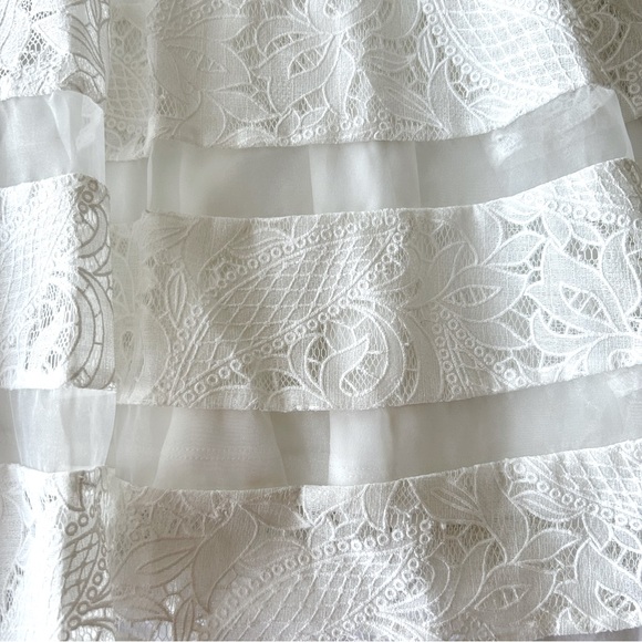 White Lace Sleeveless Knee Length Cocktail Dress Prom - Picture 3 of 6